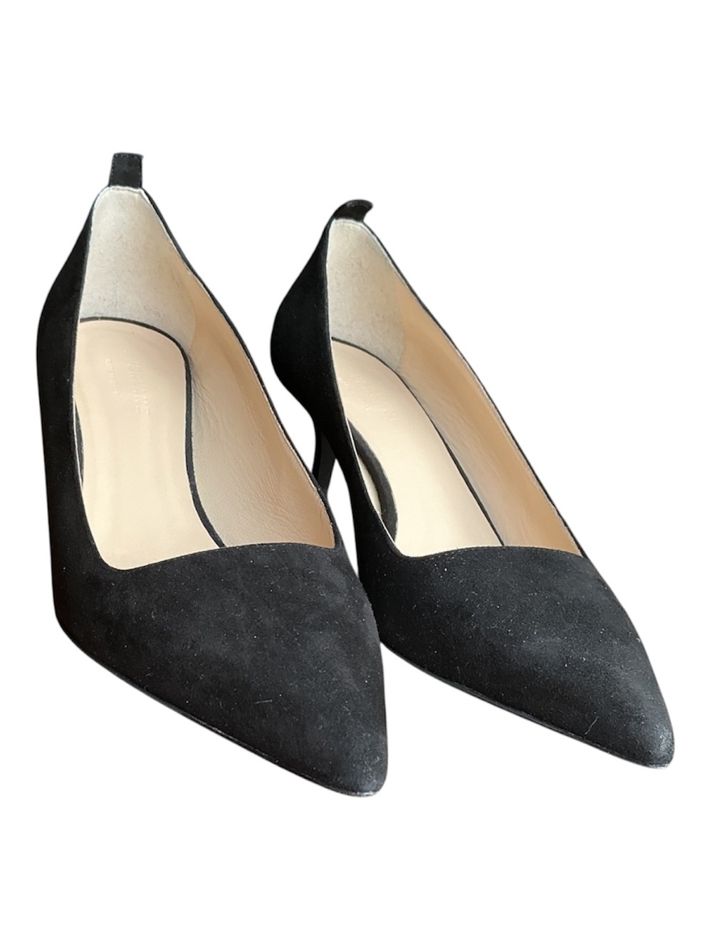 Everlane Black Suede Kitten Heels Size 9 Made in Italy Pointed Toe Pumps - Picture 6 of 15